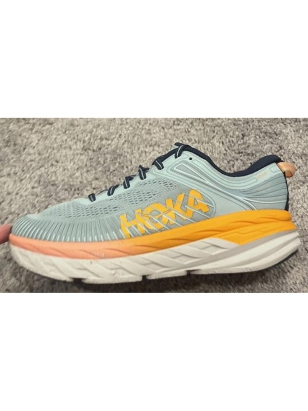 Hoka One Bondi 7 Running Shoes Women’s Sz 9 Athletic 1110519 Blue Orange Peach